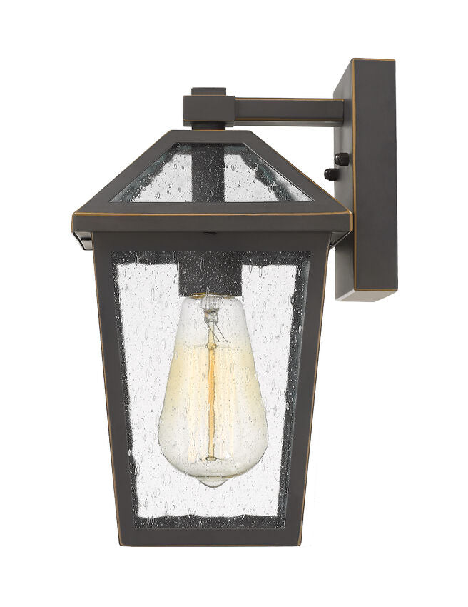 Z-Lite Talbot 7" 1-Light Oil Rubbed Bronze Stainless Steel Outdoor Wall Sconce With Seedy Glass Shade