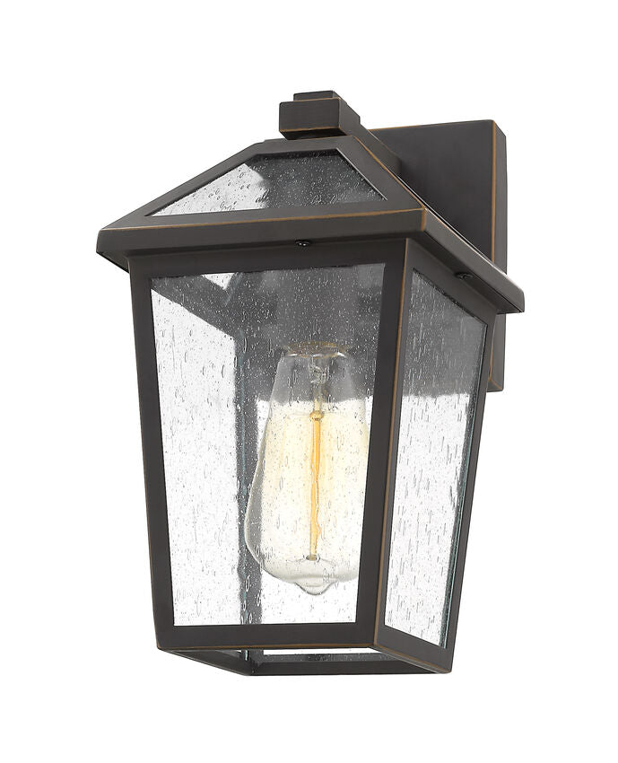 Z-Lite Talbot 7" 1-Light Oil Rubbed Bronze Stainless Steel Outdoor Wall Sconce With Seedy Glass Shade