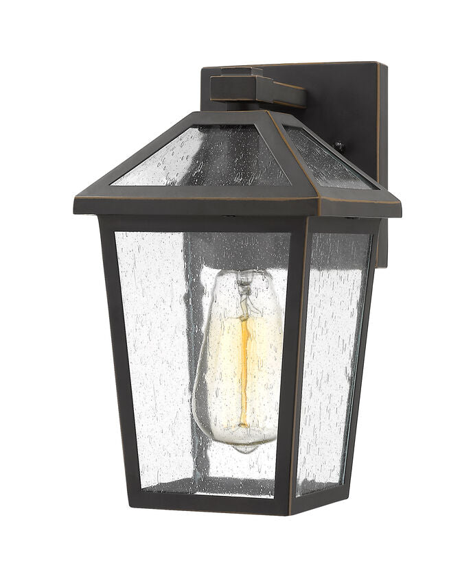 Z-Lite Talbot 7" 1-Light Oil Rubbed Bronze Stainless Steel Outdoor Wall Sconce With Seedy Glass Shade