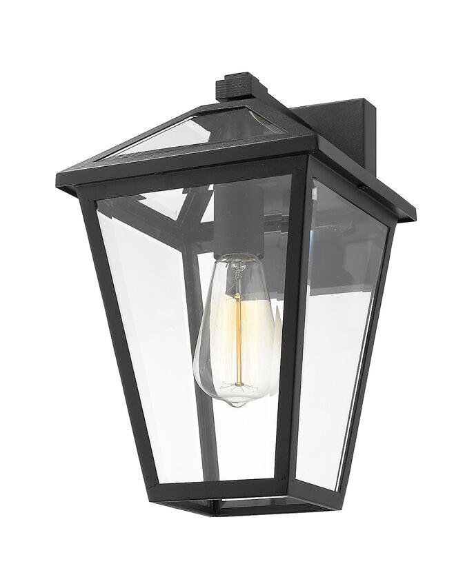 Z-Lite Talbot 8" 1-Light Black Stainless Steel Outdoor Wall Sconce With Clear Beveled Glass Shade
