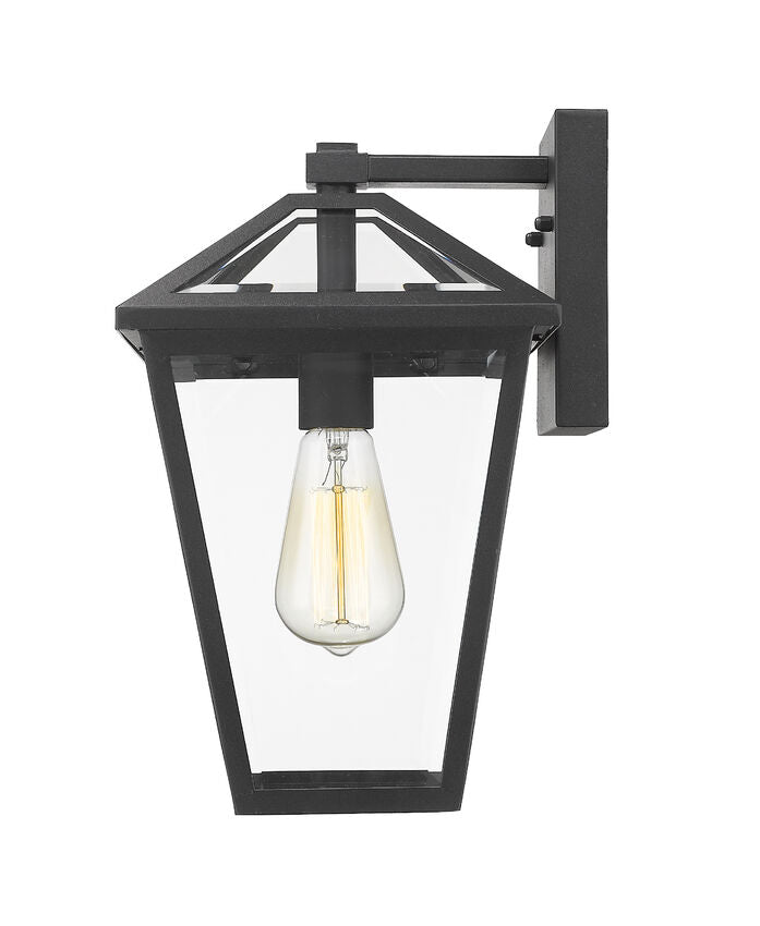 Z-Lite Talbot 8" 1-Light Black Stainless Steel Outdoor Wall Sconce With Clear Beveled Glass Shade
