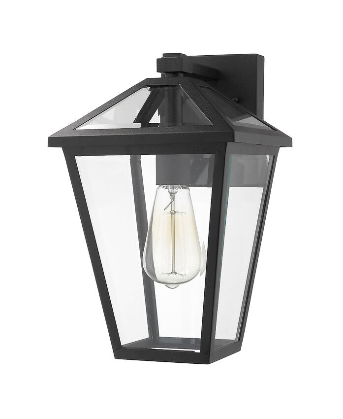 Z-Lite Talbot 8" 1-Light Black Stainless Steel Outdoor Wall Sconce With Clear Beveled Glass Shade