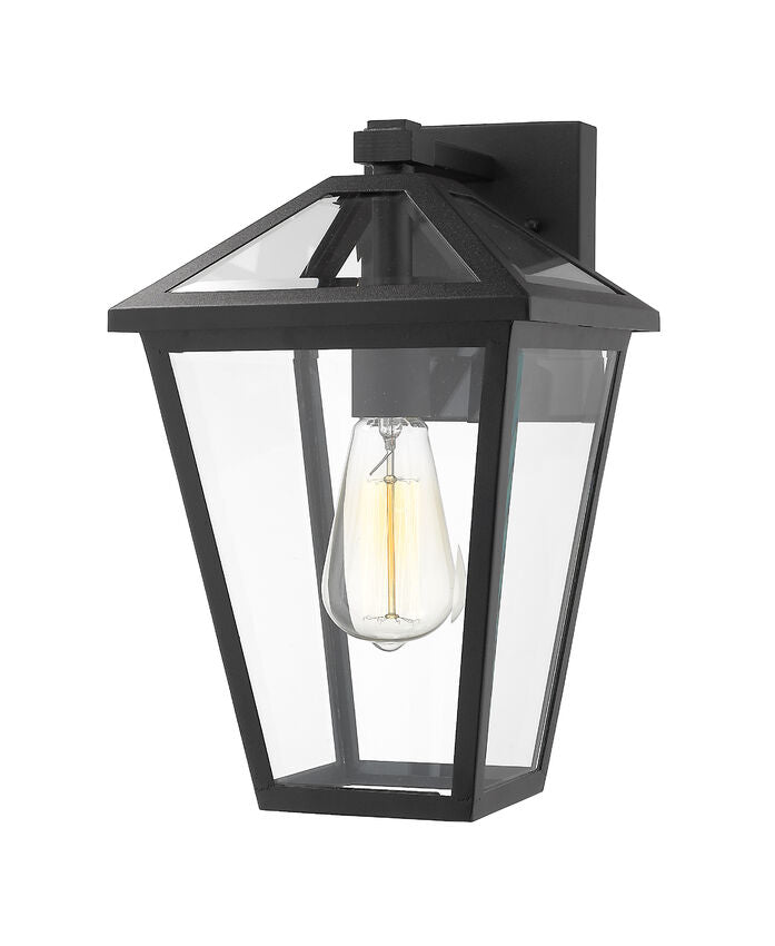 Z-Lite Talbot 8" 1-Light Black Stainless Steel Outdoor Wall Sconce With Clear Beveled Glass Shade