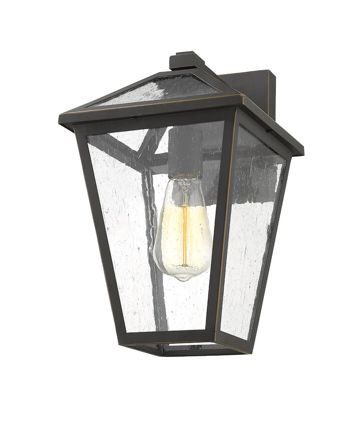 Z-Lite Talbot 8" 1-Light Oil Rubbed Bronze Stainless Steel Outdoor Wall Sconce With Seedy Glass Shade