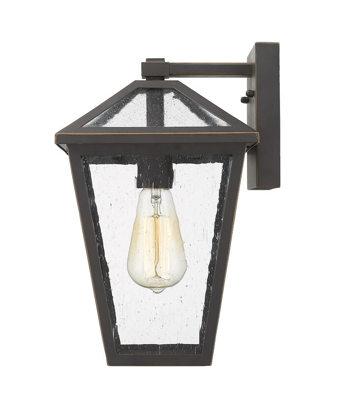 Z-Lite Talbot 8" 1-Light Oil Rubbed Bronze Stainless Steel Outdoor Wall Sconce With Seedy Glass Shade