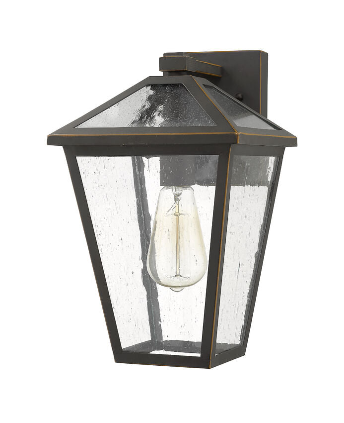 Z-Lite Talbot 8" 1-Light Oil Rubbed Bronze Stainless Steel Outdoor Wall Sconce With Seedy Glass Shade