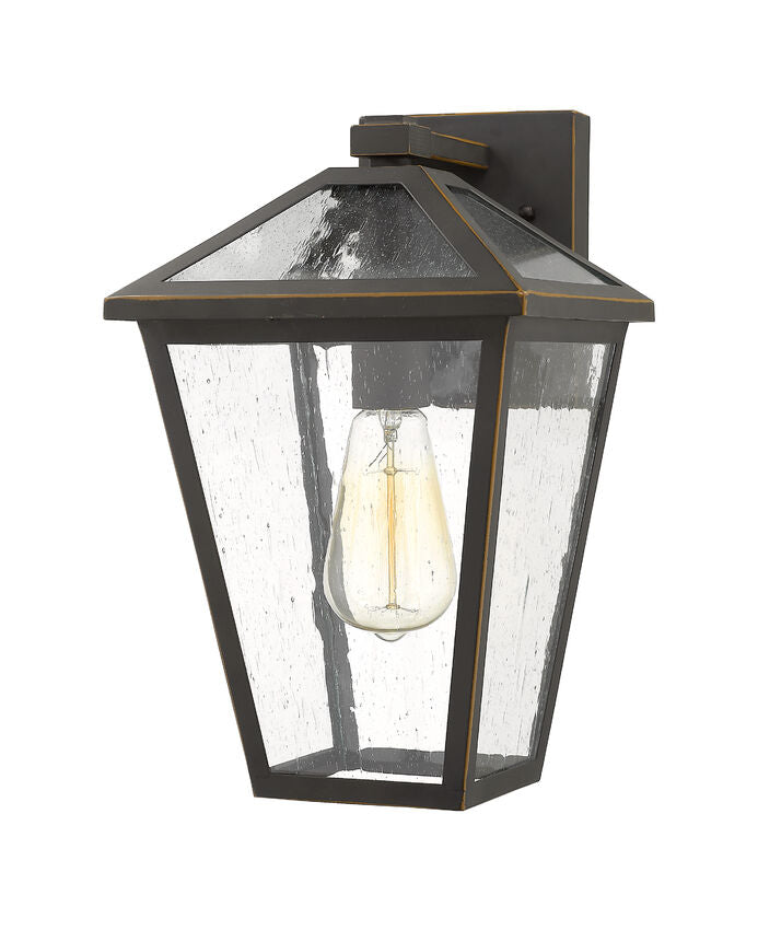 Z-Lite Talbot 8" 1-Light Oil Rubbed Bronze Stainless Steel Outdoor Wall Sconce With Seedy Glass Shade