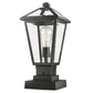 Z-Lite Talbot 8" W x 18" H 1-Light Black Outdoor Pier Mounted Fixture and Square Pier Mount Hardware With Clear Beveled Glass Shade