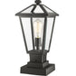 Z-Lite Talbot 8" W x 18" H 1-Light Black Outdoor Pier Mounted Fixture and Square Pier Mount Hardware With Clear Beveled Glass Shade