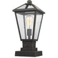 Z-Lite Talbot 8" W x 18" H 1-Light Oil Rubbed Bronze Outdoor Pier Mounted Fixture and Square Pier Mount Hardware With Seedy Glass Shade