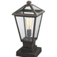 Z-Lite Talbot 8" W x 18" H 1-Light Oil Rubbed Bronze Outdoor Pier Mounted Fixture and Square Pier Mount Hardware With Seedy Glass Shade