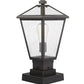 Z-Lite Talbot 8" W x 18" H 1-Light Oil Rubbed Bronze Outdoor Pier Mounted Fixture and Square Pier Mount Hardware With Seedy Glass Shade