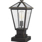 Z-Lite Talbot 8" W x 18" H 1-Light Oil Rubbed Bronze Outdoor Pier Mounted Fixture and Square Pier Mount Hardware With Seedy Glass Shade
