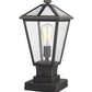 Z-Lite Talbot 8" W x 18" H 1-Light Oil Rubbed Bronze Outdoor Pier Mounted Fixture and Square Pier Mount Hardware With Seedy Glass Shade