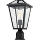 Z-Lite Talbot 8" W x 19" H 1-Light Black Outdoor Pier Mounted Fixture and Square Pier Mount Hardware With Clear Beveled Glass Shade