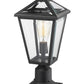 Z-Lite Talbot 8" W x 19" H 1-Light Black Outdoor Pier Mounted Fixture and Square Pier Mount Hardware With Clear Beveled Glass Shade