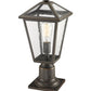 Z-Lite Talbot 8" W x 19" H 1-Light Oil Rubbed Bronze Outdoor Pier Mounted Fixture and Square Pier Mount Hardware With Seedy Glass Shade