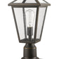 Z-Lite Talbot 8" W x 19" H 1-Light Oil Rubbed Bronze Outdoor Pier Mounted Fixture and Square Pier Mount Hardware With Seedy Glass Shade