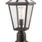 Z-Lite Talbot 8" W x 19" H 1-Light Oil Rubbed Bronze Outdoor Pier Mounted Fixture and Square Pier Mount Hardware With Seedy Glass Shade