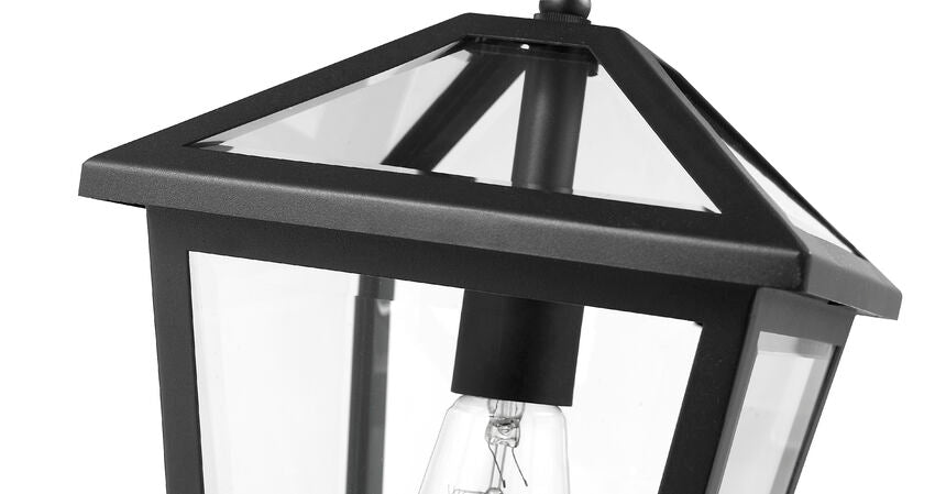 Z-Lite Talbot 9" 1-Light Black Outdoor Chain Mount Ceiling Fixture With Clear Beveled Glass Shade