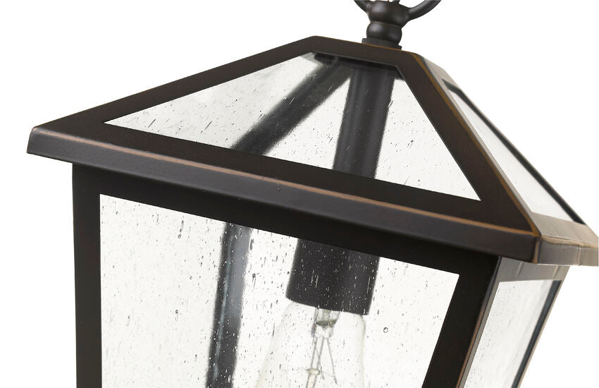 Z-Lite Talbot 9" 1-Light Oil Rubbed Bronze Outdoor Chain Mount Ceiling Fixture With Seedy Glass Shade