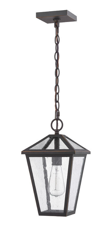 Z-Lite Talbot 9" 1-Light Oil Rubbed Bronze Outdoor Chain Mount Ceiling Fixture With Seedy Glass Shade