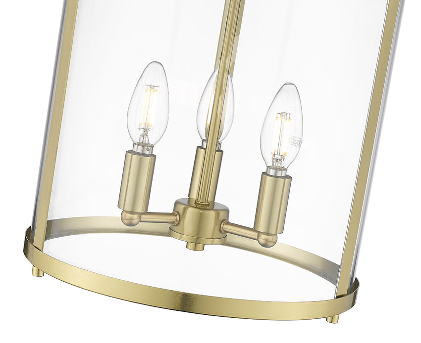Z-Lite Thayer 13" 3-Light Luxe Gold Steel and Clear Glass Shade Flush Mount Lighting