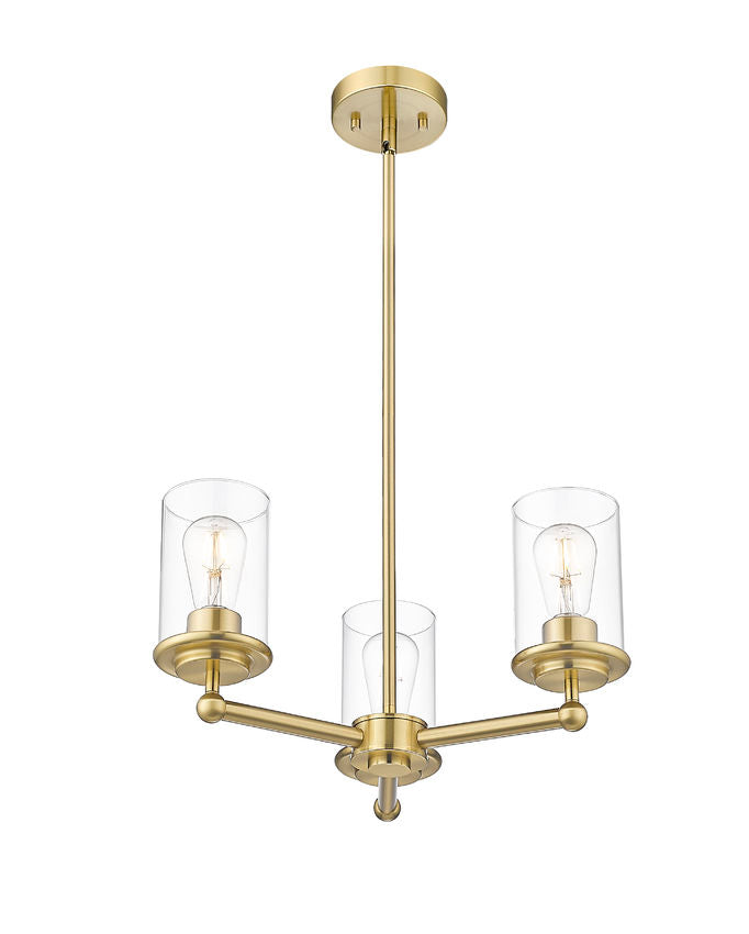 Z-Lite Thayer 19" 3-Light Luxe Gold Steel and Clear Glass Shade Pendant Light