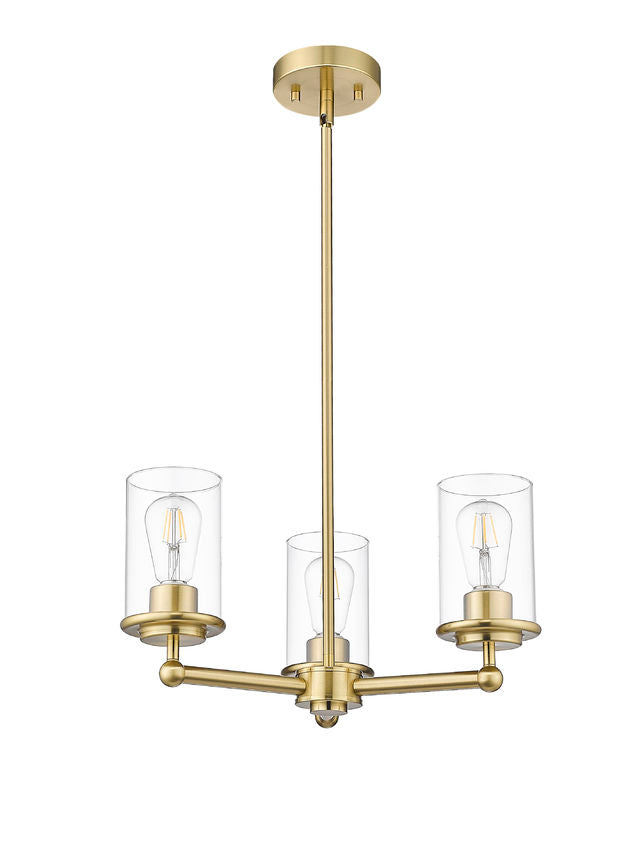 Z-Lite Thayer 19" 3-Light Luxe Gold Steel and Clear Glass Shade Pendant Light