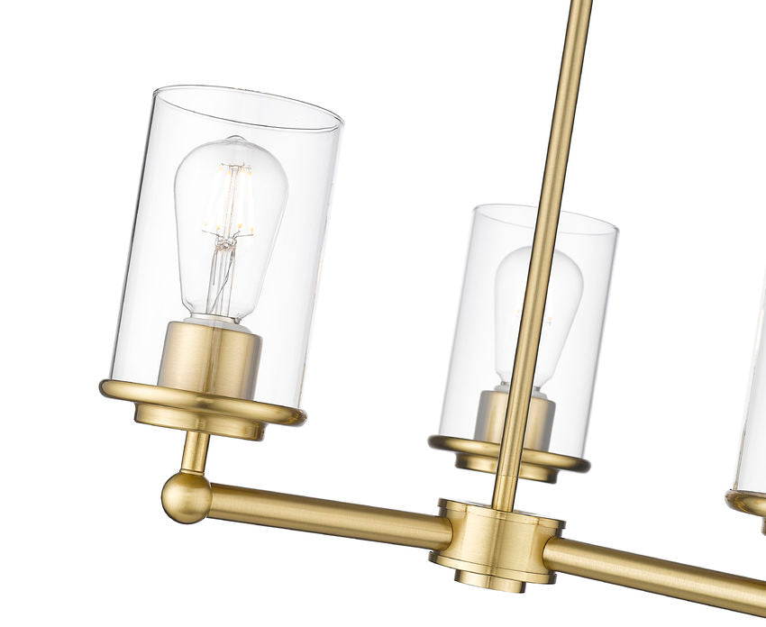 Z-Lite Thayer 19" 3-Light Luxe Gold Steel and Clear Glass Shade Pendant Light
