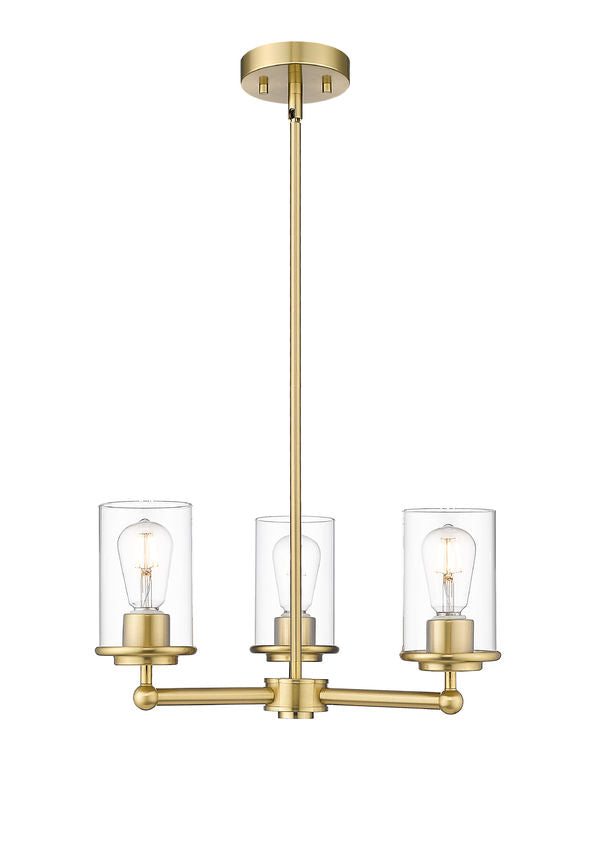 Z-Lite Thayer 19" 3-Light Luxe Gold Steel and Clear Glass Shade Pendant Light