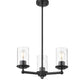 Z-Lite Thayer 19" 3-Light Matte Black Steel and Clear Glass Shade Pendant Light