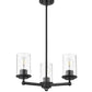 Z-Lite Thayer 19" 3-Light Matte Black Steel and Clear Glass Shade Pendant Light
