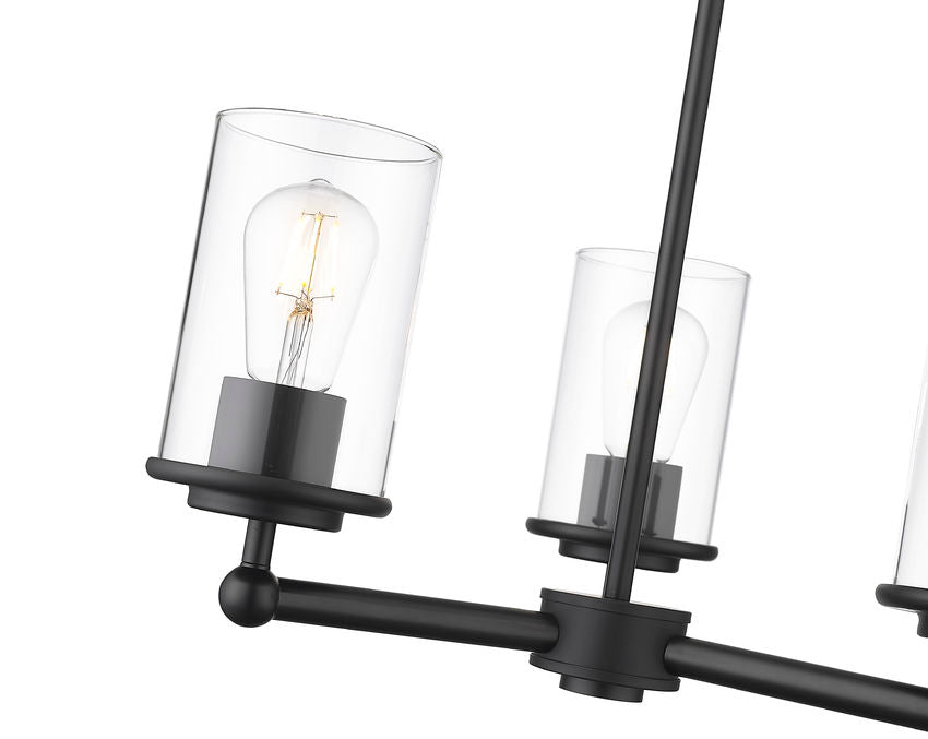 Z-Lite Thayer 19" 3-Light Matte Black Steel and Clear Glass Shade Pendant Light