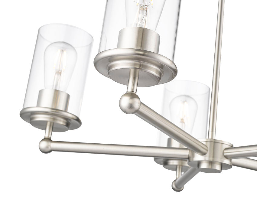 Z-Lite Thayer 26" 5-Light Brushed Nickel Steel and Clear Glass Shade Pendant Light