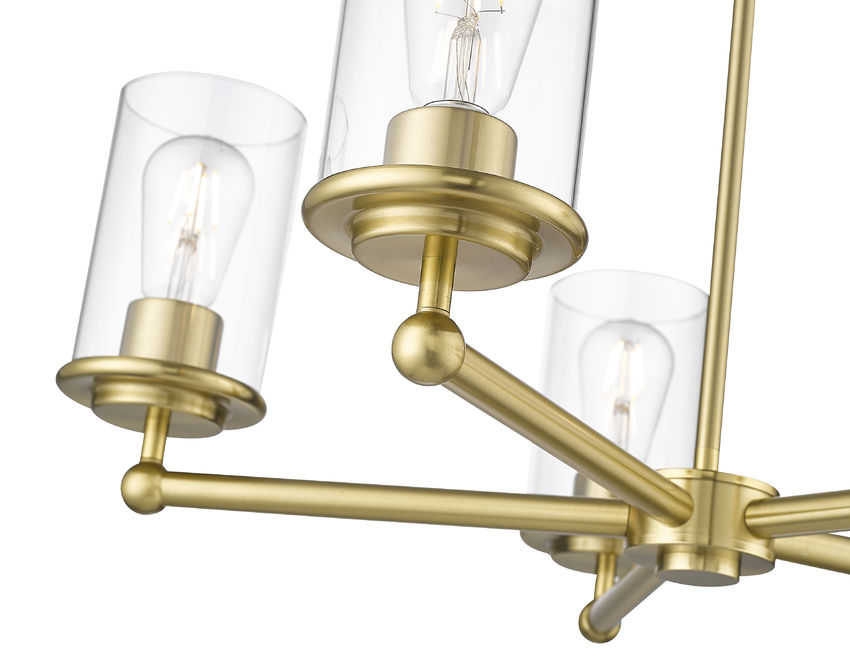 Z-Lite Thayer 26" 5-Light Luxe Gold Steel and Clear Glass Shade Pendant Light