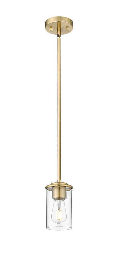 Z-Lite Thayer 5" 1-Light Luxe Gold Steel and Clear Glass Shade Pendant Light