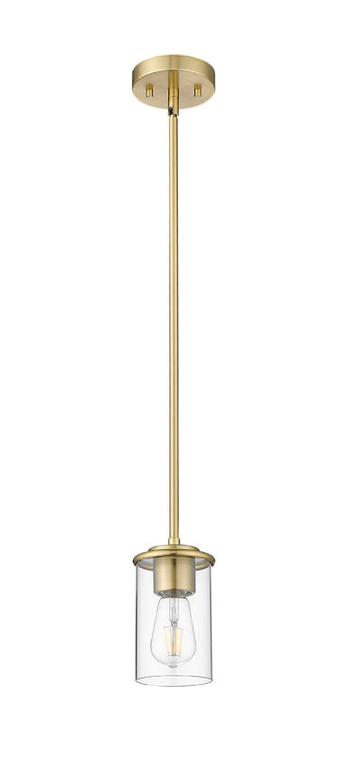 Z-Lite Thayer 5" 1-Light Luxe Gold Steel and Clear Glass Shade Pendant Light