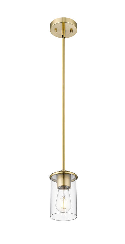 Z-Lite Thayer 5" 1-Light Luxe Gold Steel and Clear Glass Shade Pendant Light