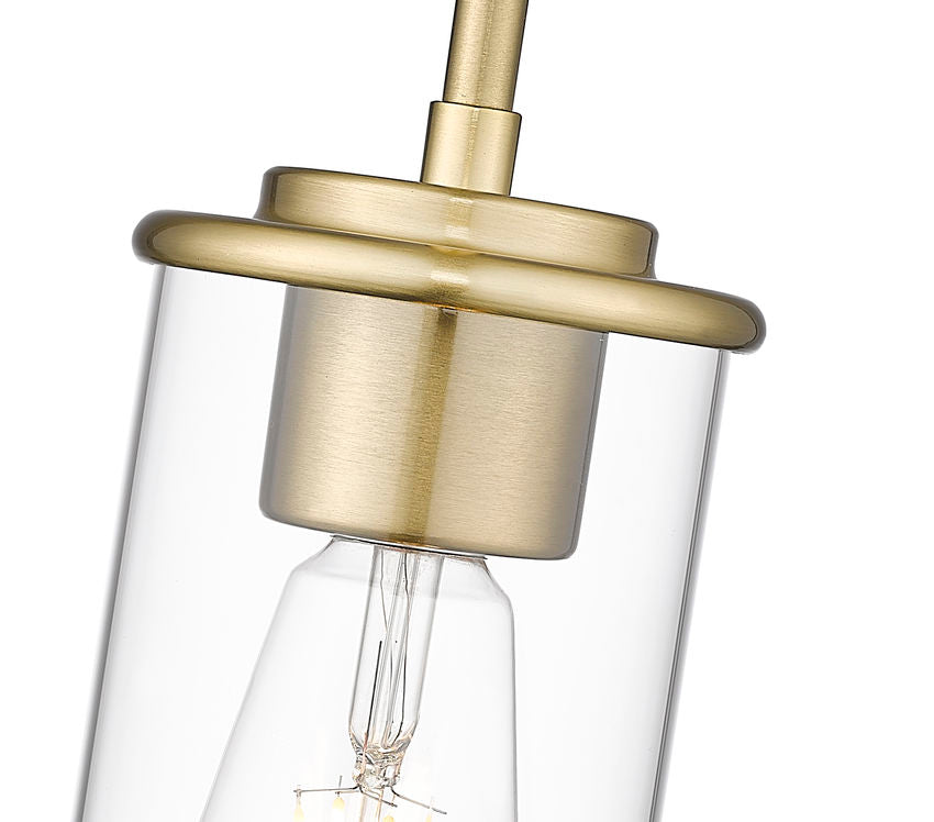 Z-Lite Thayer 5" 1-Light Luxe Gold Steel and Clear Glass Shade Pendant Light
