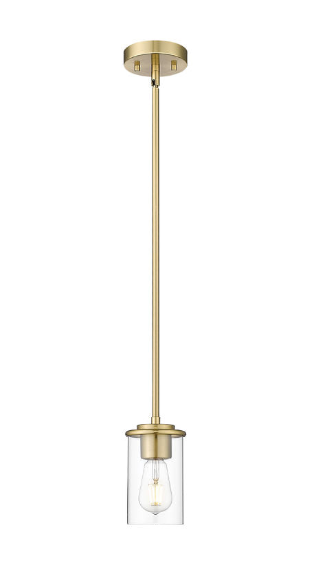 Z-Lite Thayer 5" 1-Light Luxe Gold Steel and Clear Glass Shade Pendant Light