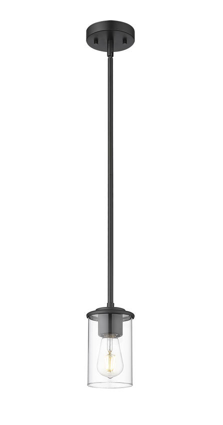 Z-Lite Thayer 5" 1-Light Matte Black Steel and Clear Glass Shade Pendant Light