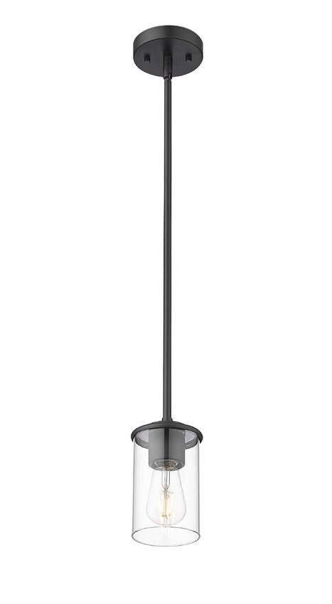 Z-Lite Thayer 5" 1-Light Matte Black Steel and Clear Glass Shade Pendant Light