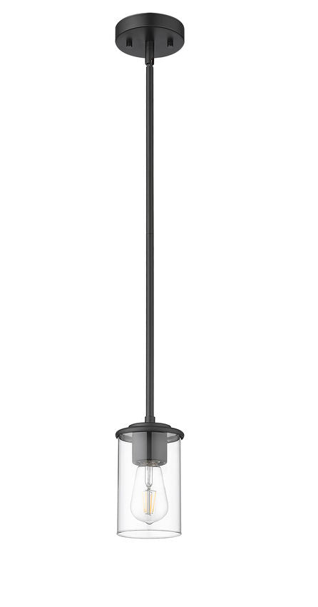 Z-Lite Thayer 5" 1-Light Matte Black Steel and Clear Glass Shade Pendant Light