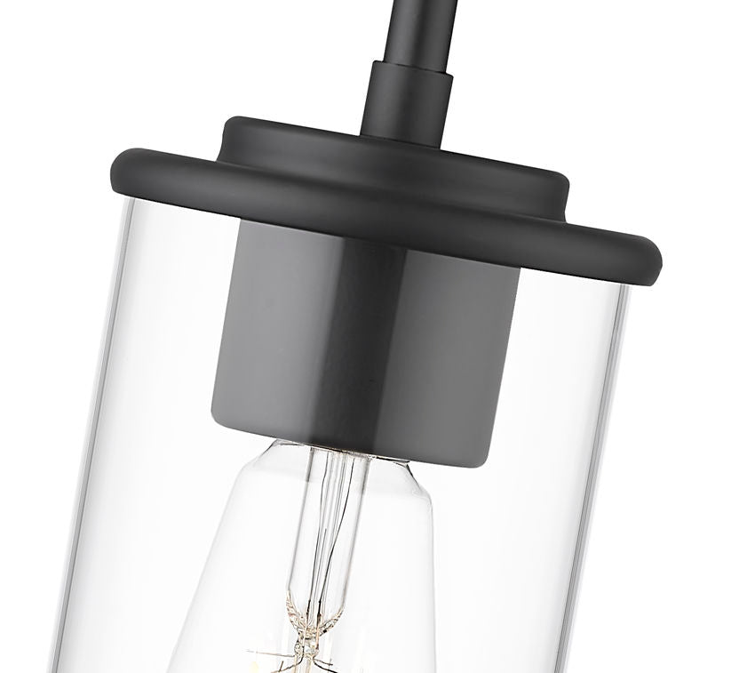 Z-Lite Thayer 5" 1-Light Matte Black Steel and Clear Glass Shade Pendant Light