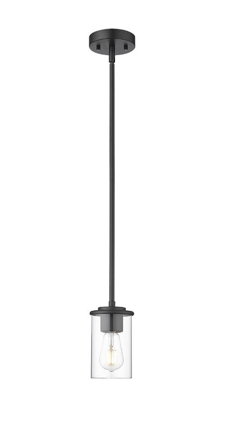 Z-Lite Thayer 5" 1-Light Matte Black Steel and Clear Glass Shade Pendant Light