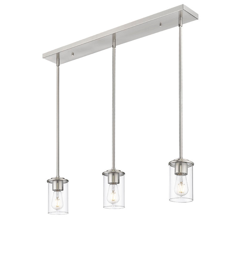 Z-Lite Thayer 5" 3-Light Brushed Nickel Steel and Clear Glass Shade Pendant Light
