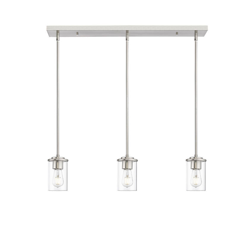 Z-Lite Thayer 5" 3-Light Brushed Nickel Steel and Clear Glass Shade Pendant Light