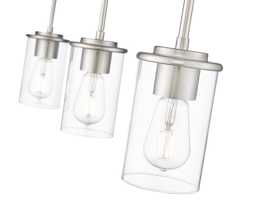 Z-Lite Thayer 5" 3-Light Brushed Nickel Steel and Clear Glass Shade Pendant Light