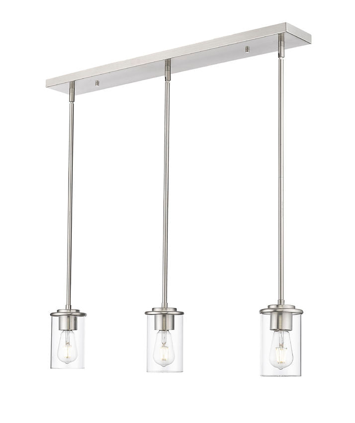 Z-Lite Thayer 5" 3-Light Brushed Nickel Steel and Clear Glass Shade Pendant Light